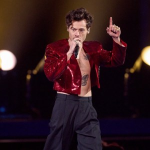 Harry Styles performs on stage during The BRIT Awards 2023 at The O2 Arena on February 11, 2023 in London, England.